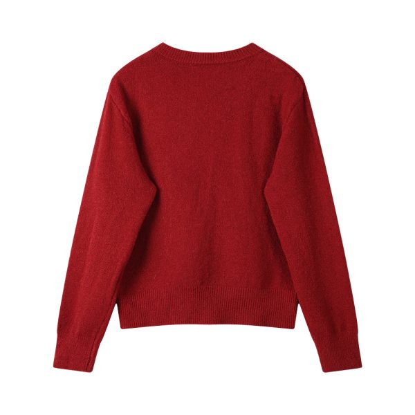 Cartoon Embroidery Knit Cardigan Sweater Online now - Image 3