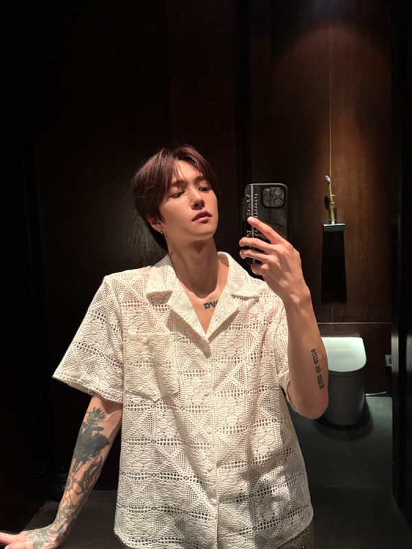 Hollow Lace Short-sleeved Shirt Online Sale - Image 4