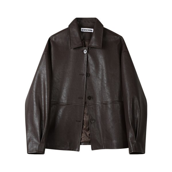 Retro Loose PU Leather Jacket Cheap