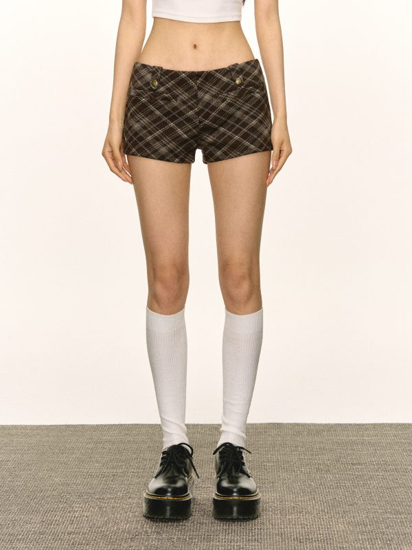 Retro Plaid Casual Shorts Pants Discount - Image 3