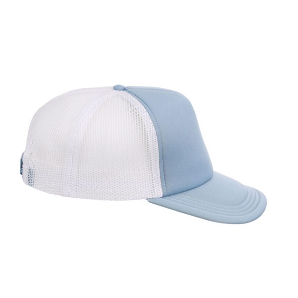 Crowns By Lids Screen Foam Trucker Cap - Light Blue White For Sale - Image 5