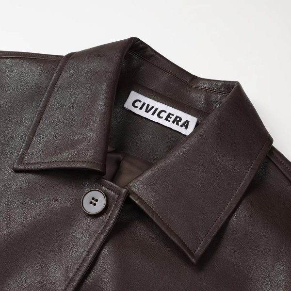 Retro Loose PU Leather Jacket Cheap - Image 3