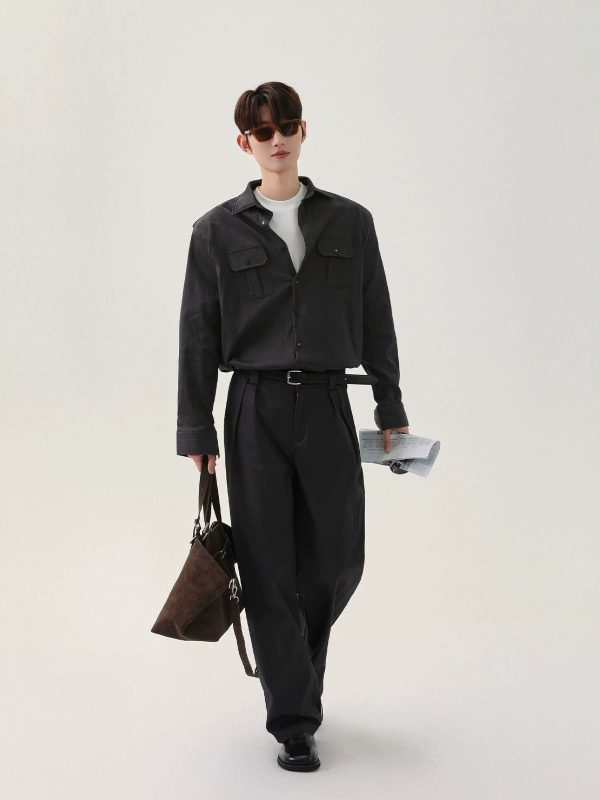 Loose-fit Pleated Cargo Suit Set Online - Image 4