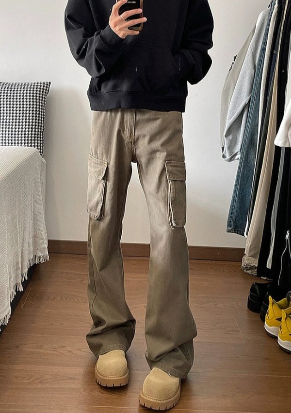 Multi-Pocket Flared Pants Online Sale - Image 5