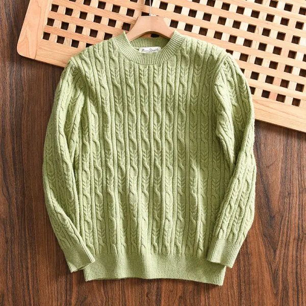 Cable Knit Round Neck Sweater Online Sale - Image 2