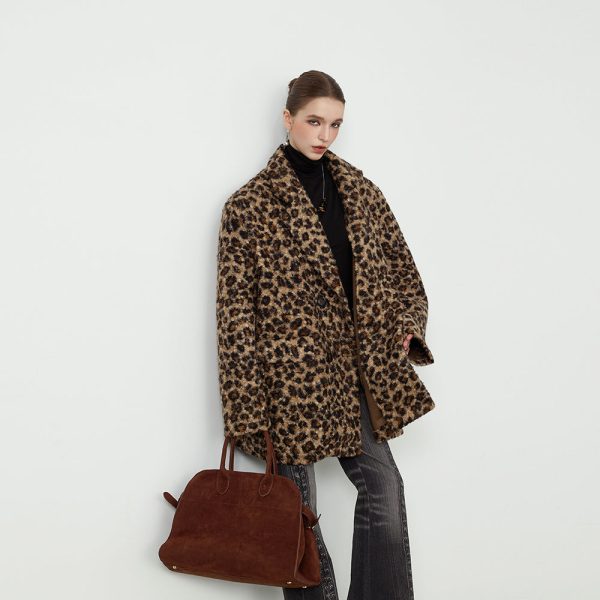 Leopard Print Medium-Length Fur Coat Supply - Image 5