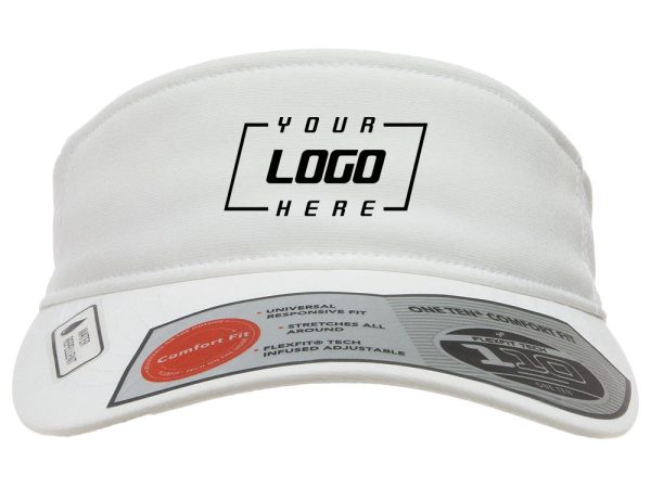 White Flexfit 8110 W R Poly Dobby Span Visor For Sale - Image 2