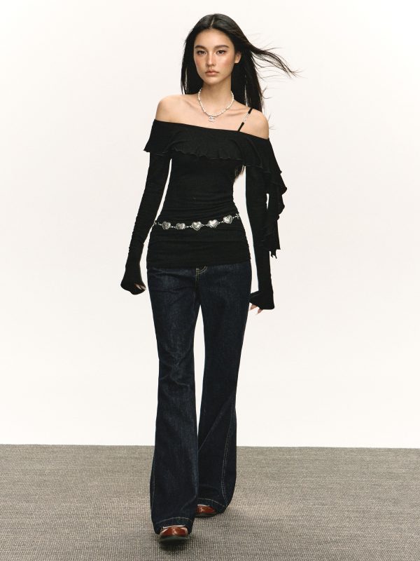 Retro Off-Shoulder Long-Sleeve Dress Online now - Image 4