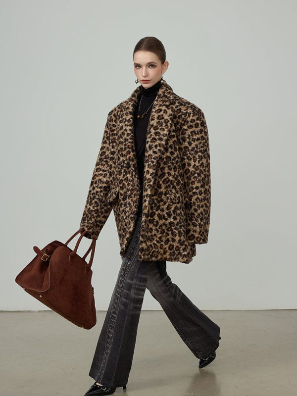 Leopard Print Medium-Length Fur Coat Supply - Image 2