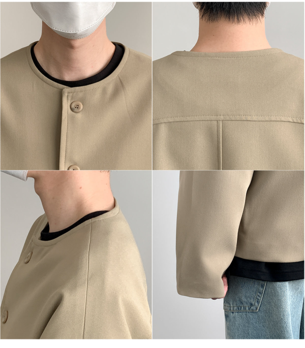 Crew Neck Button Front Jacket Online - Image 5