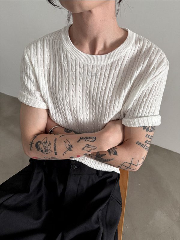 Short-Sleeve Knit Sweater Cheap - Image 2