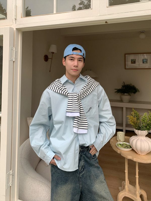 Solid Color Long Sleeve Shirt Fashion - Image 3
