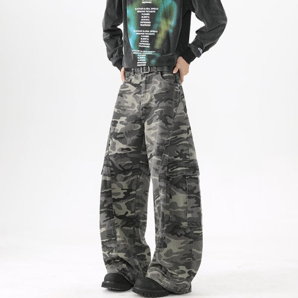 Camouflage Multi-Pocket Wide-Leg Pants Supply