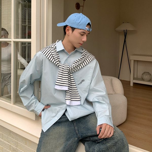 Solid Color Long Sleeve Shirt Fashion - Image 2