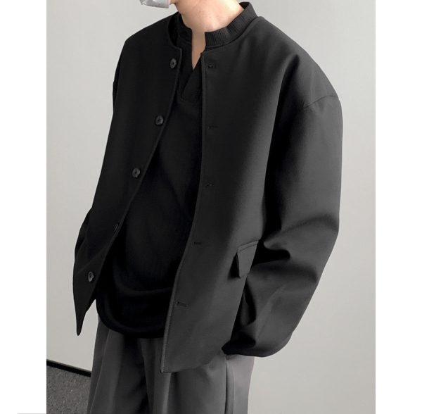 Crew Neck Button Front Jacket Online