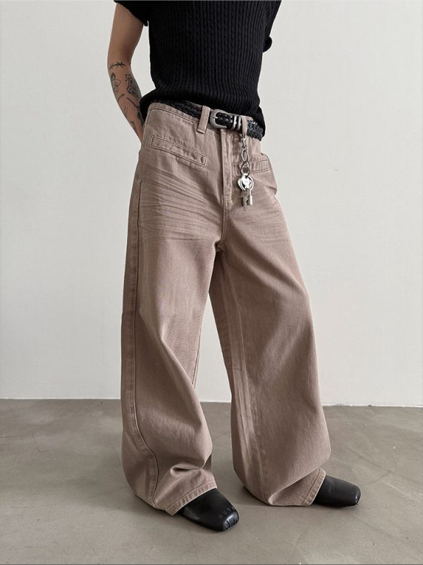 Light Brown Wide-Leg Jeans For Cheap - Image 2