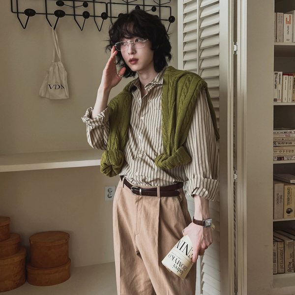 Striped Long-Sleeve Casual Shirt Sale