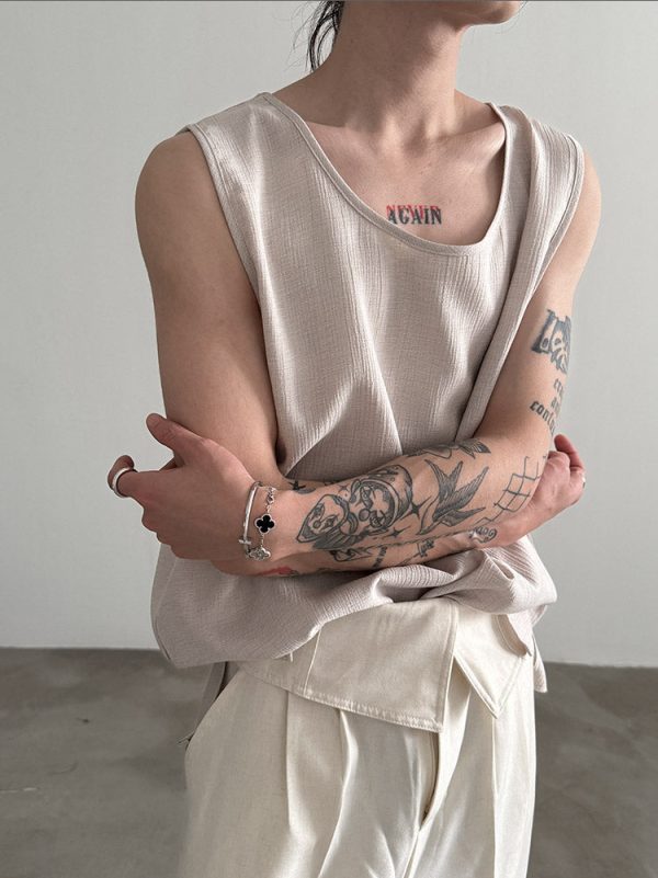 Ice Silk Wool Sleeveless Vest Top For Discount - Image 5