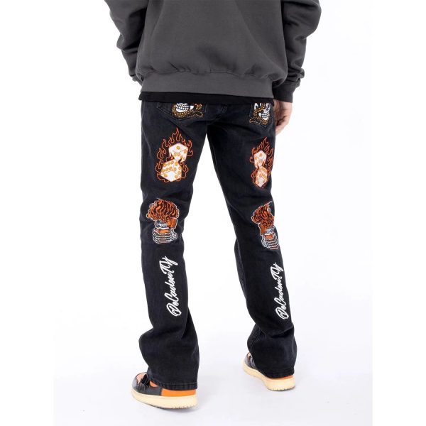 Graphic Print Denim Pants Cheap - Image 2