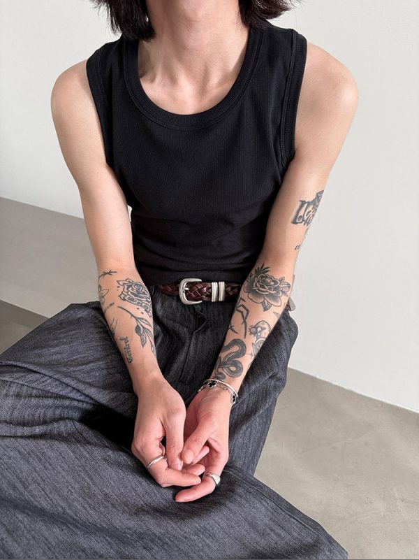 Elastic Crew Neck Tank Top Online now - Image 2