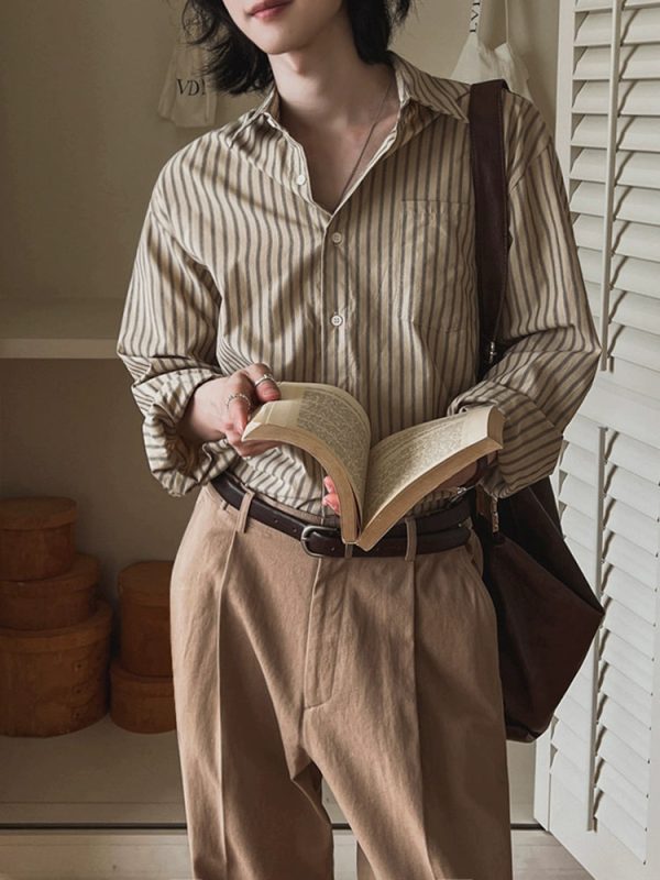 Striped Long-Sleeve Casual Shirt Sale - Image 3