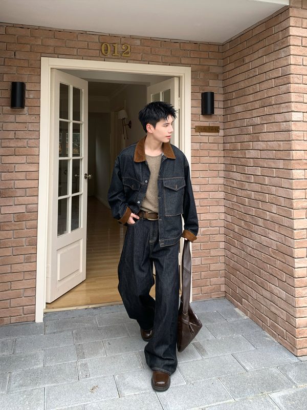 Denim Cargo Lapel Jacket Online - Image 2