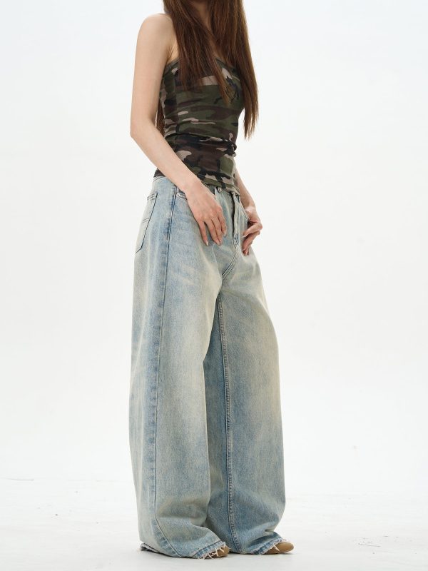 Loose-fit Straight-leg Raw Edge Jeans Fashion - Image 5