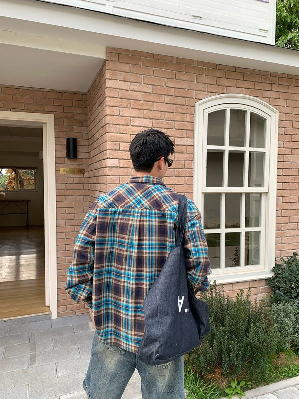 Casual Plaid Lapel Shirt Online Sale - Image 5
