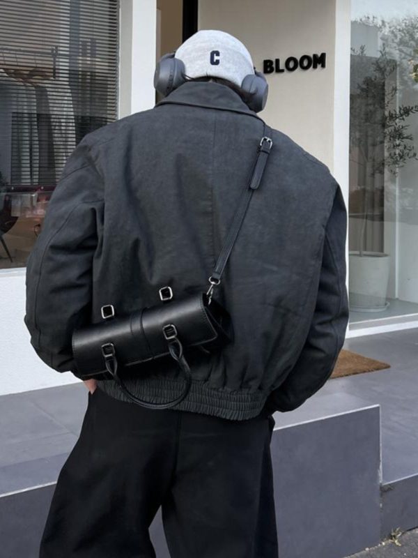 Black Leather Baguette Bag Online Sale