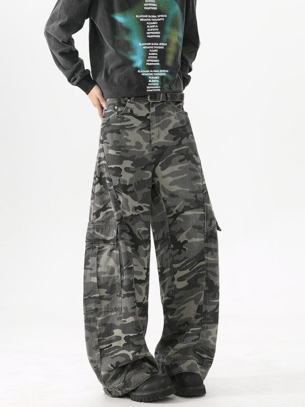 Camouflage Multi-Pocket Wide-Leg Pants Supply - Image 2