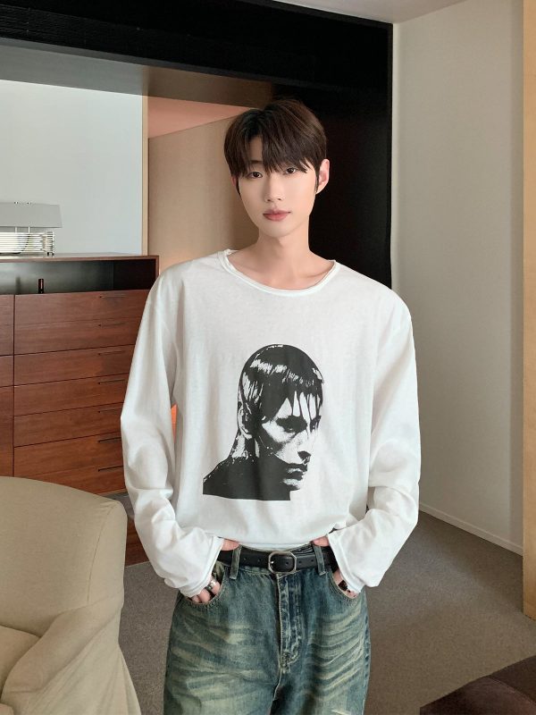 Portrait Print Long-Sleeve Pullover Cheap - Image 4