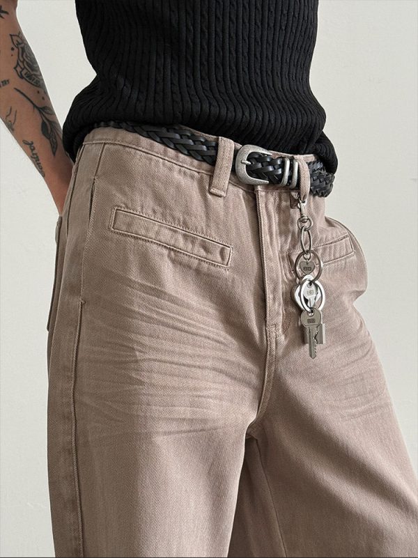 Light Brown Wide-Leg Jeans For Cheap - Image 3