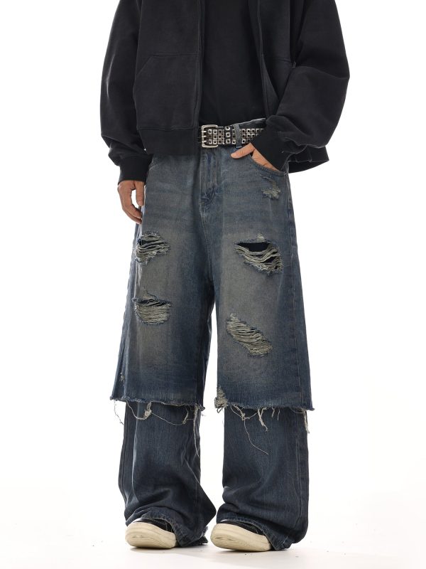 Deconstructed Wide-Leg Jeans For Sale - Image 3