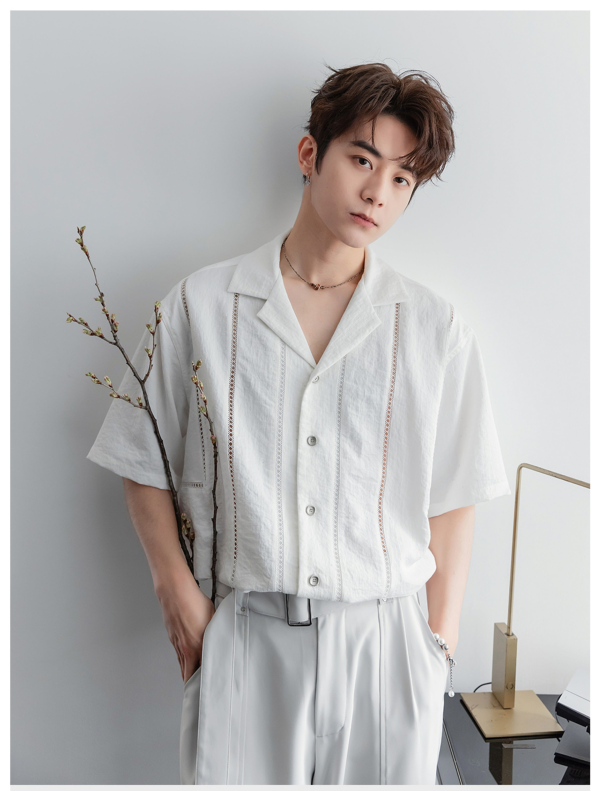 Hollow Short-Sleeve Vacation Shirt For Discount - Image 4