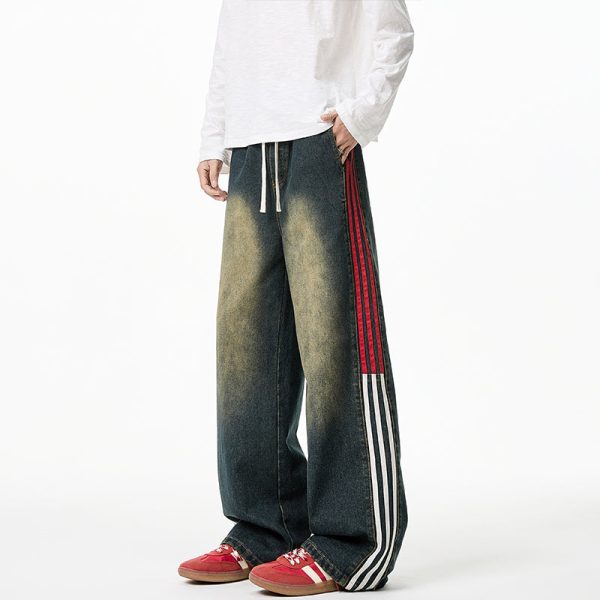 Side Stripe Wide-leg Jeans For Sale - Image 5