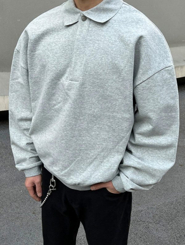 Lapel Collar Long Sleeve Sweatshirt Fashion - Image 4