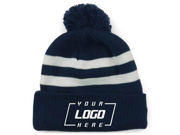 New Era Blank Pom Knit - Navy White Cheap - Image 2