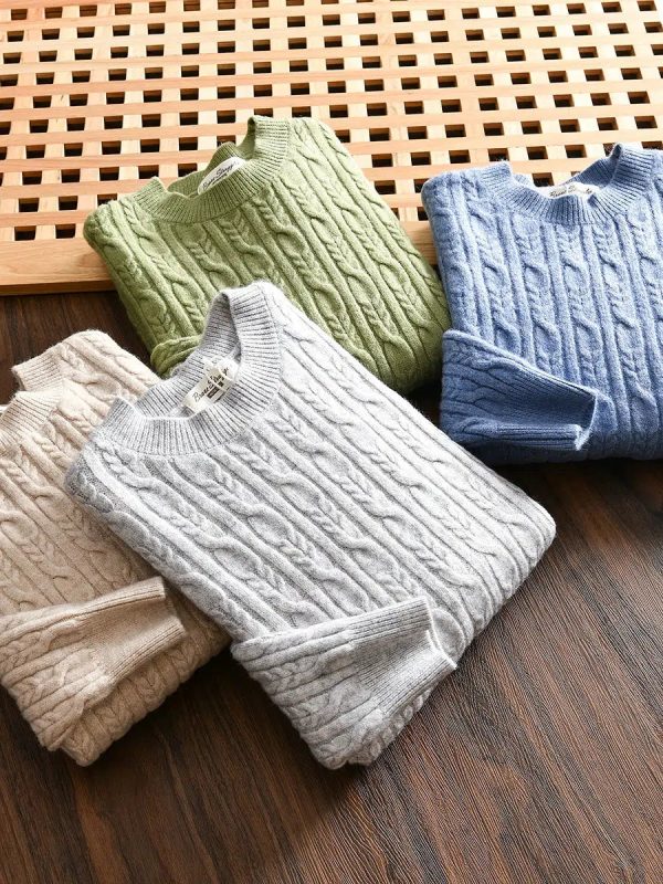 Cable Knit Round Neck Sweater Online Sale