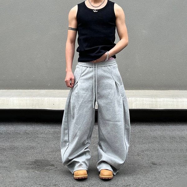 Gray Drawstring Wide Leg Sweatpants Online now