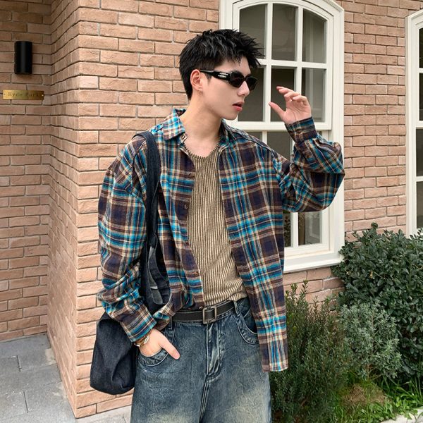 Casual Plaid Lapel Shirt Online Sale - Image 2