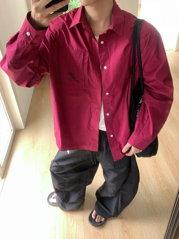 Solid Color Long Sleeve Shirt Fashion - Image 4