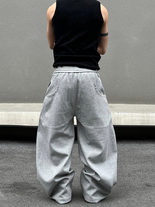 Gray Drawstring Wide Leg Sweatpants Online now - Image 4