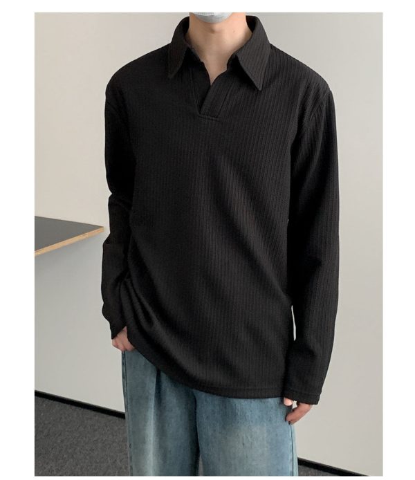 Minimalist Lapel Striped Polo Shirt Hot on Sale - Image 2