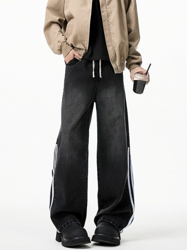 Side Stripe Wide-leg Jeans For Sale - Image 3