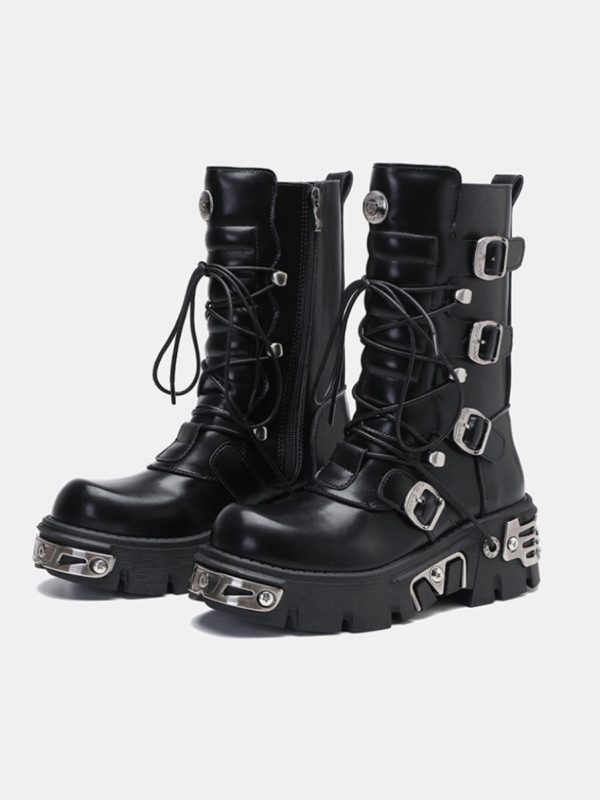 Leather Punk Motorcycle Boots Online Hot Sale