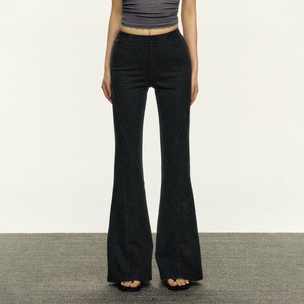 Retro Slim Fit Flared Pants Hot on Sale - Image 2