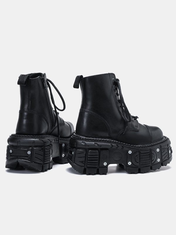 Platform Lace-Up Punk Knight Boots Fashion - Image 4
