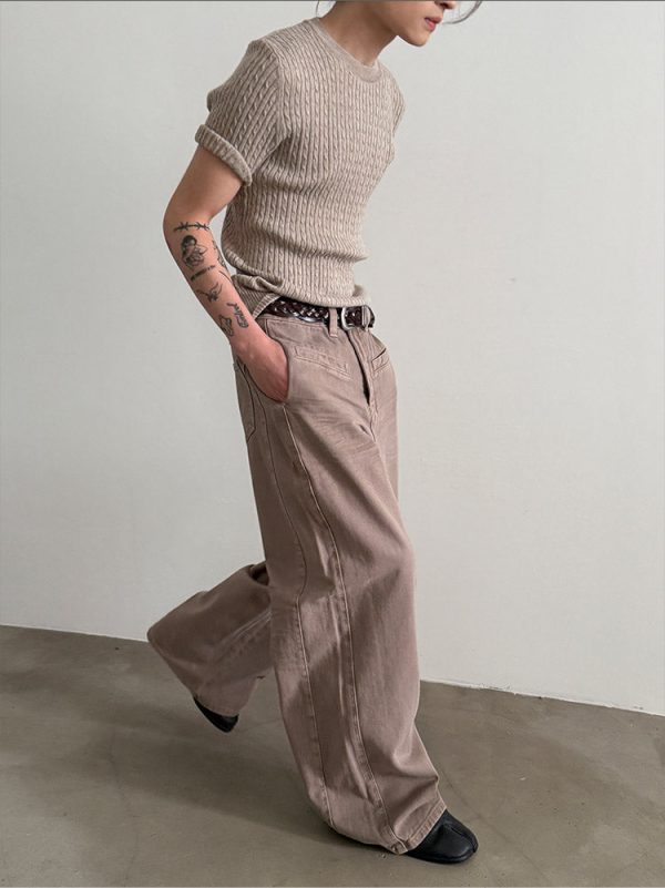 Light Brown Wide-Leg Jeans For Cheap - Image 4