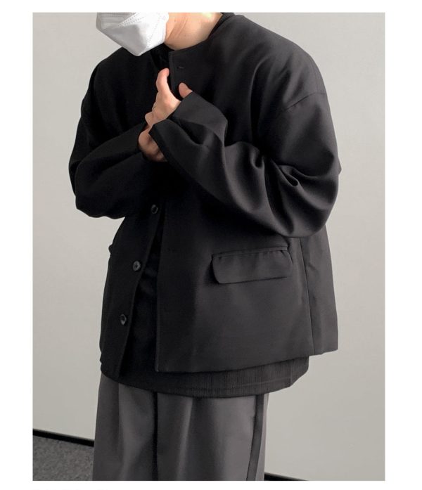 Crew Neck Button Front Jacket Online - Image 3