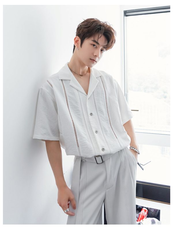 Hollow Short-Sleeve Vacation Shirt For Discount - Image 2
